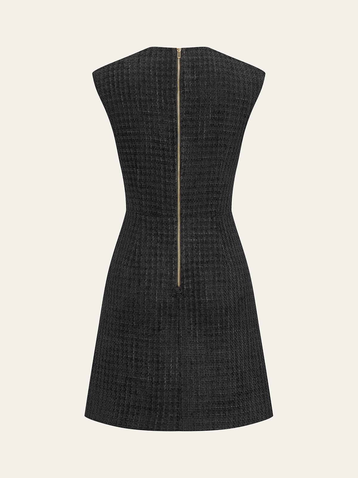 Ärmelloses Mini-Tweedkleid mit Kettendetail