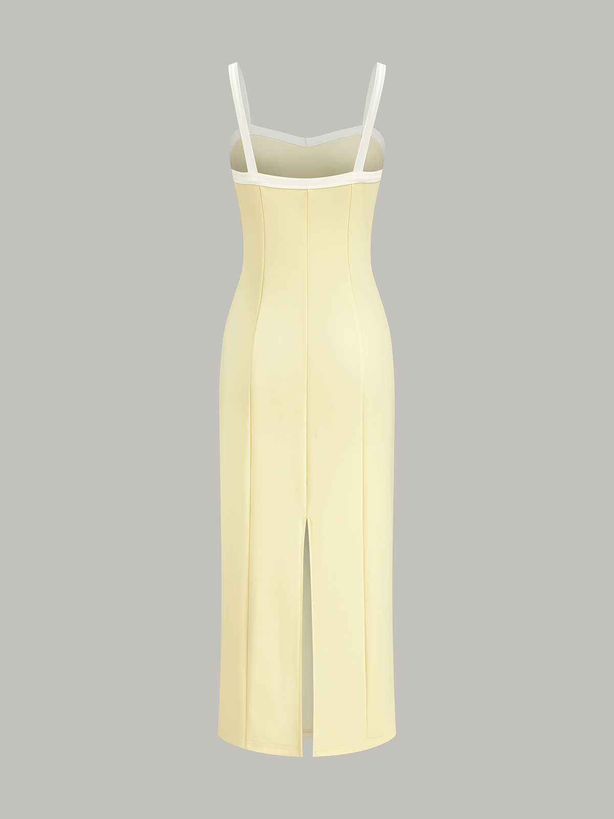Robe midi à fines bretelles et ourlet contrastant