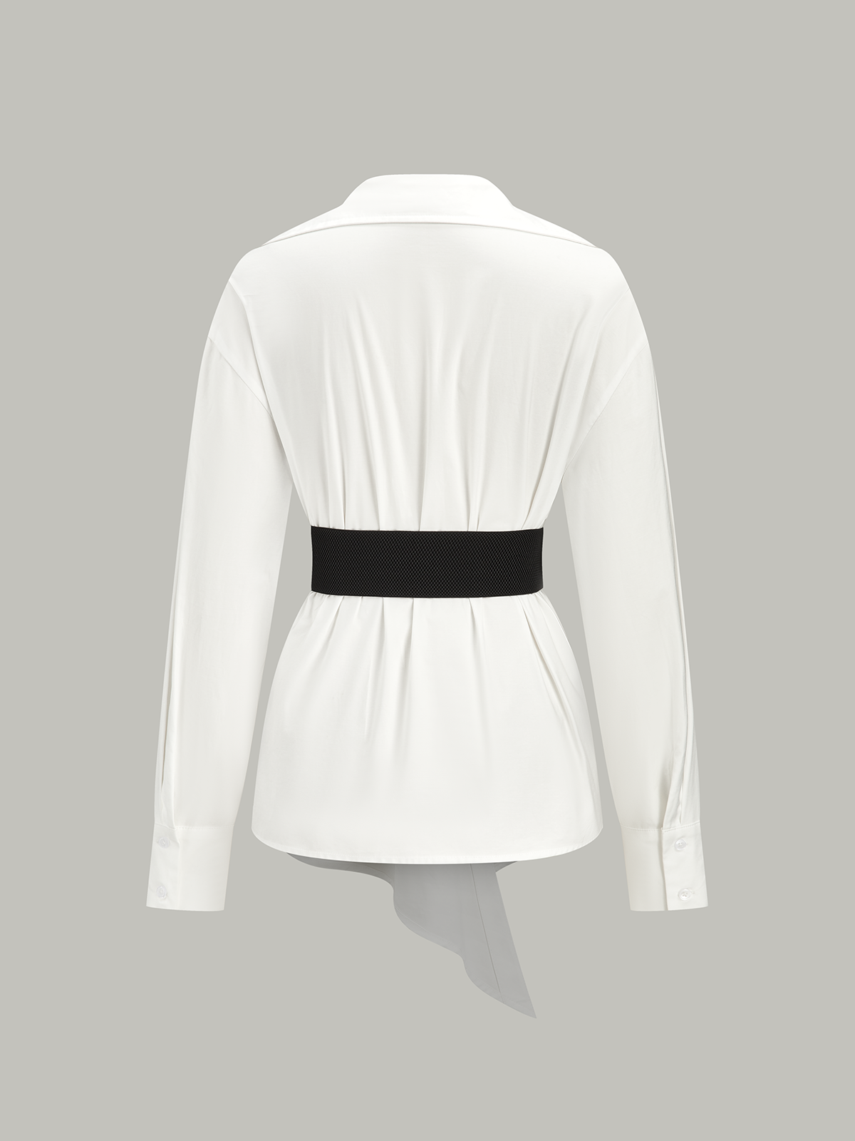 Pure cotton breathable Wide Belted Cotton Asymmetric Shirt