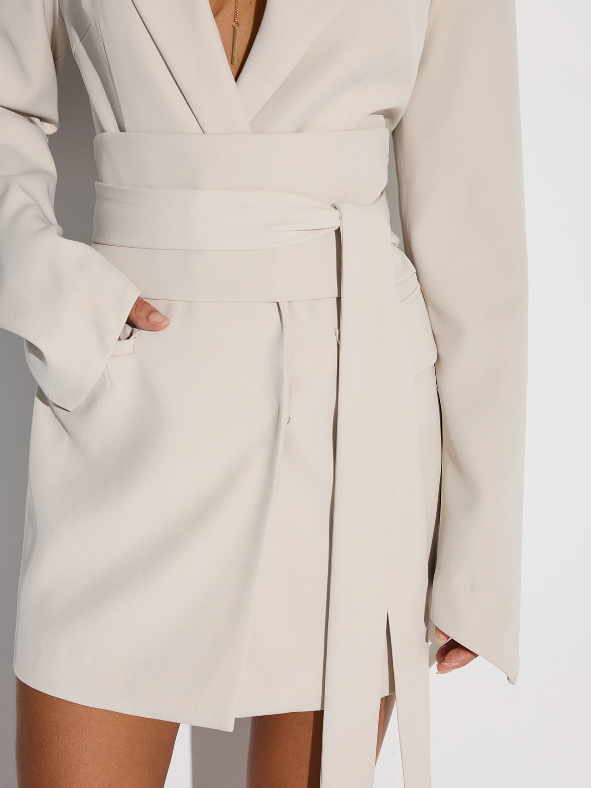 Double-Breasted Belted Blazer Dress