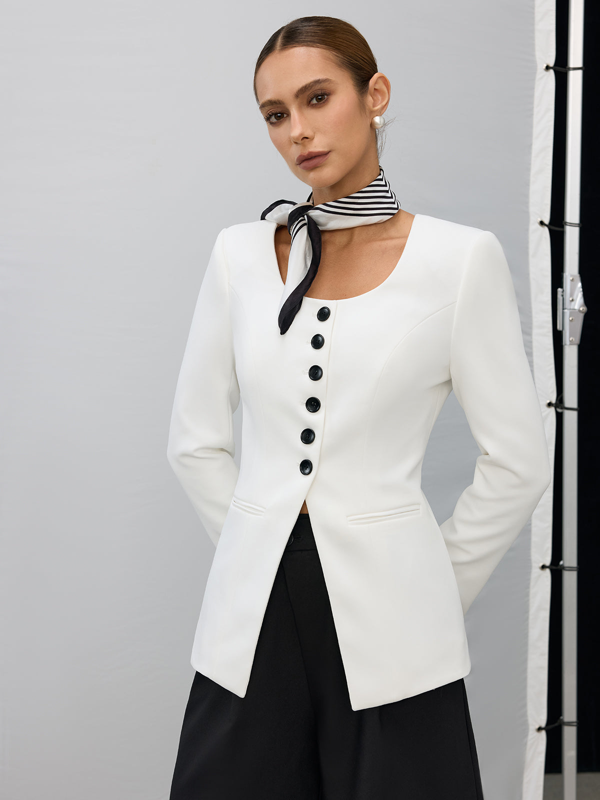 Square Neck Button Blazer