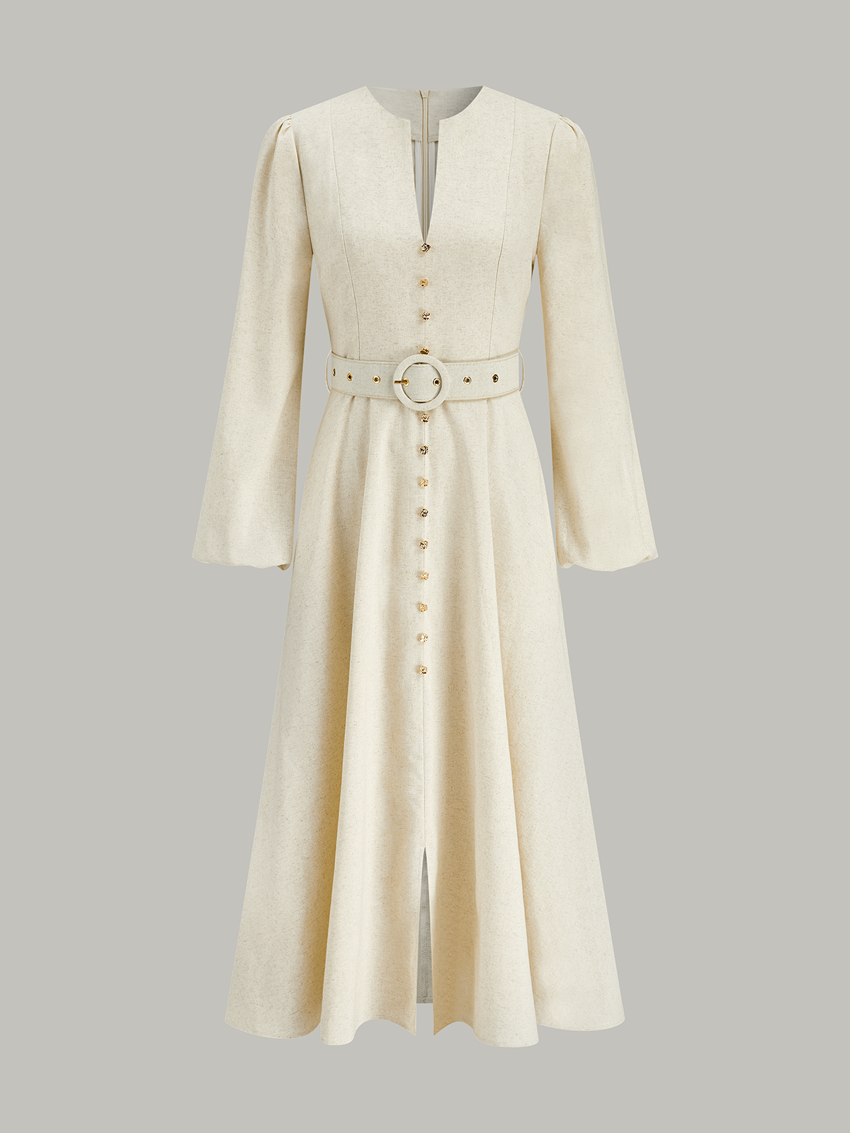 Robe midi boutonnée ceinturée