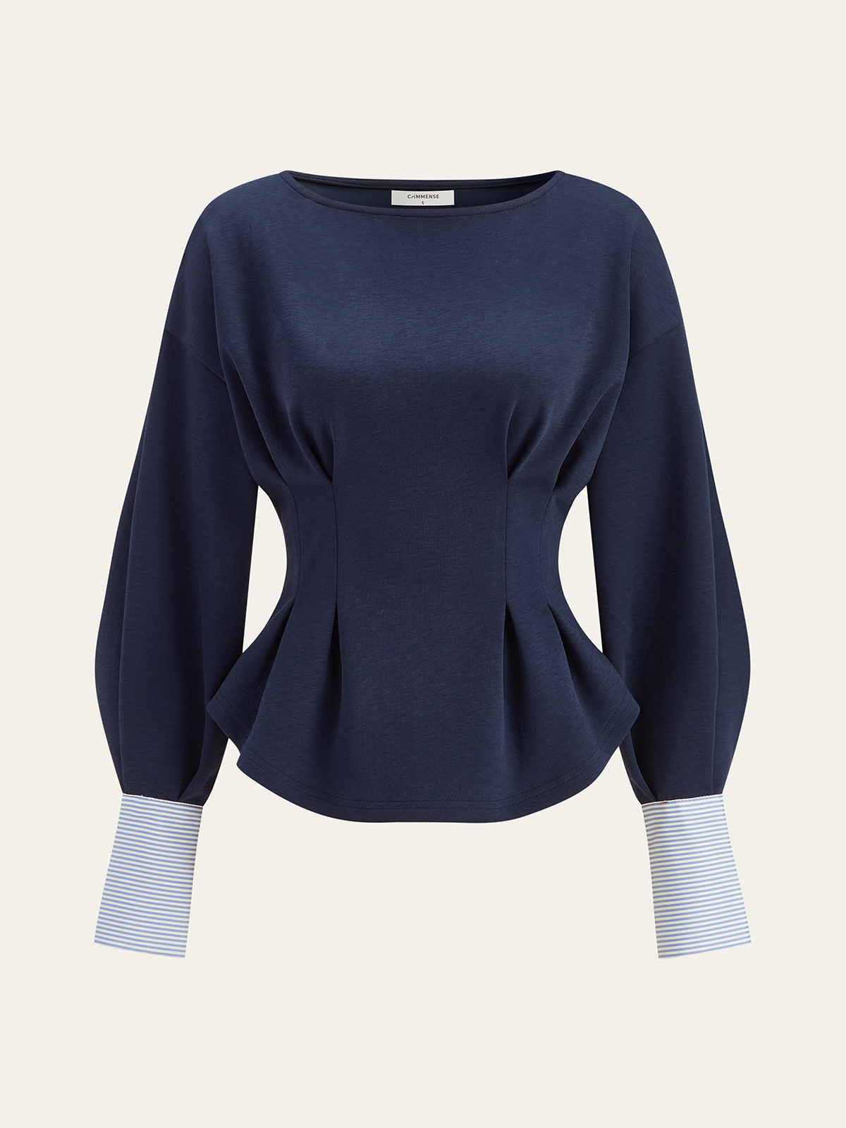 Rundhals-Sweatshirt mit Ballonärmeln und Schößchen