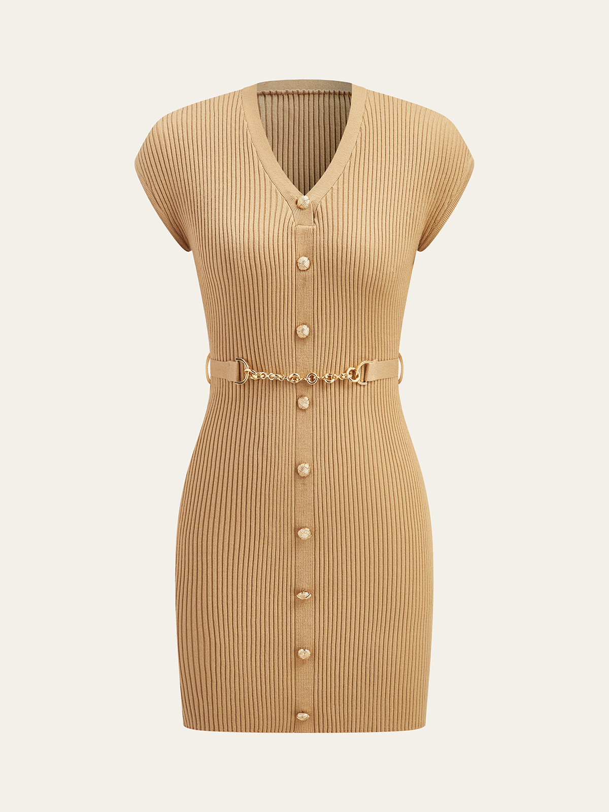 Strickkleid mit Knöpfen und passendem Gürtel