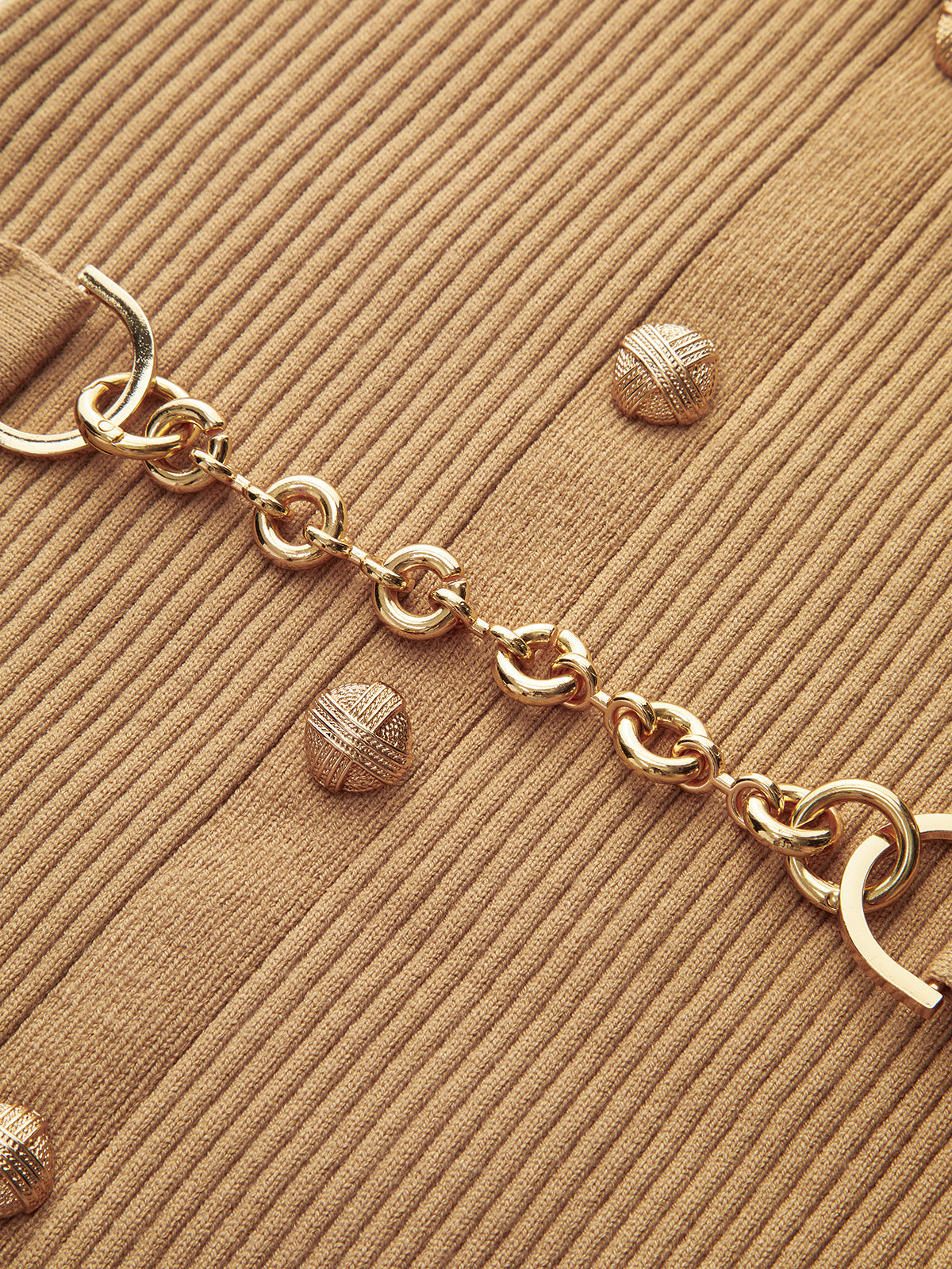 Knit Dress with Buttons and Matching Belt