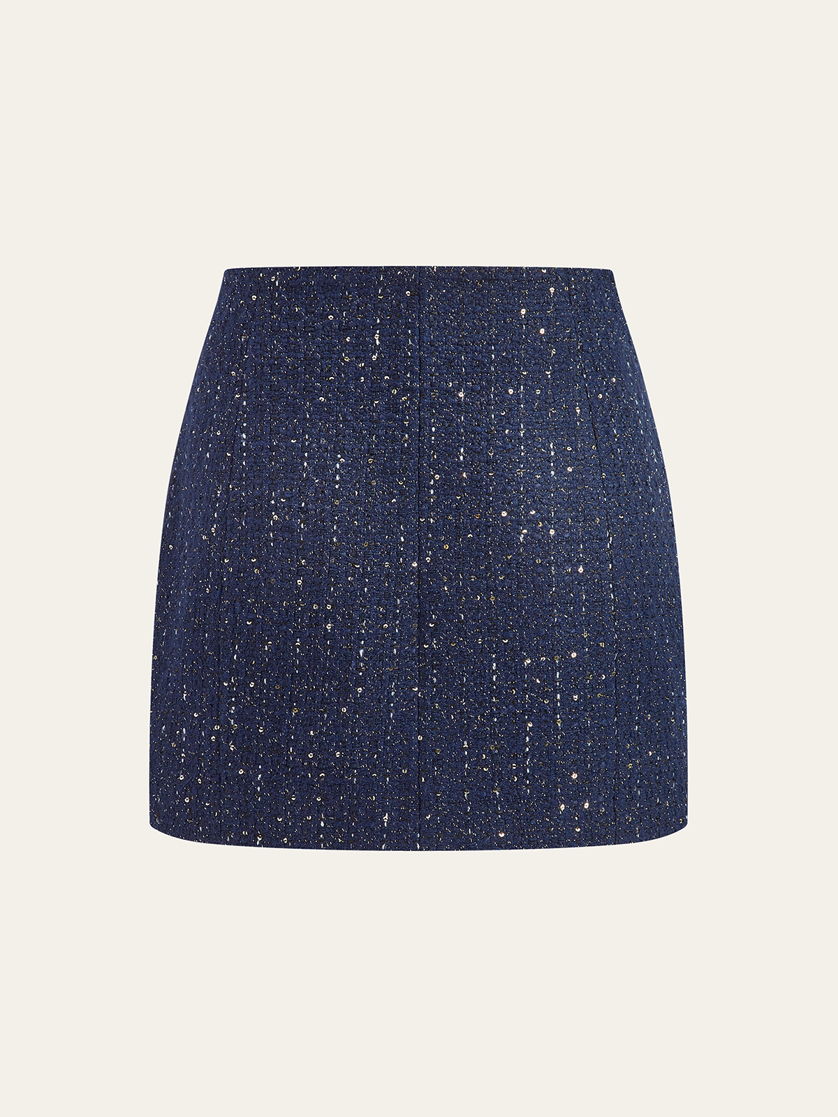 Mini-jupe en tweed à sequins avec poche décorative