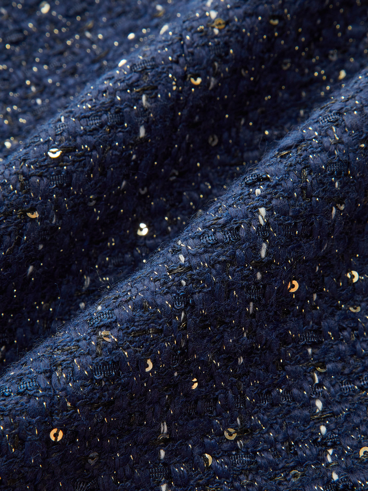 Paillettenbesetzter Tweed-Minirock mit Ziertasche