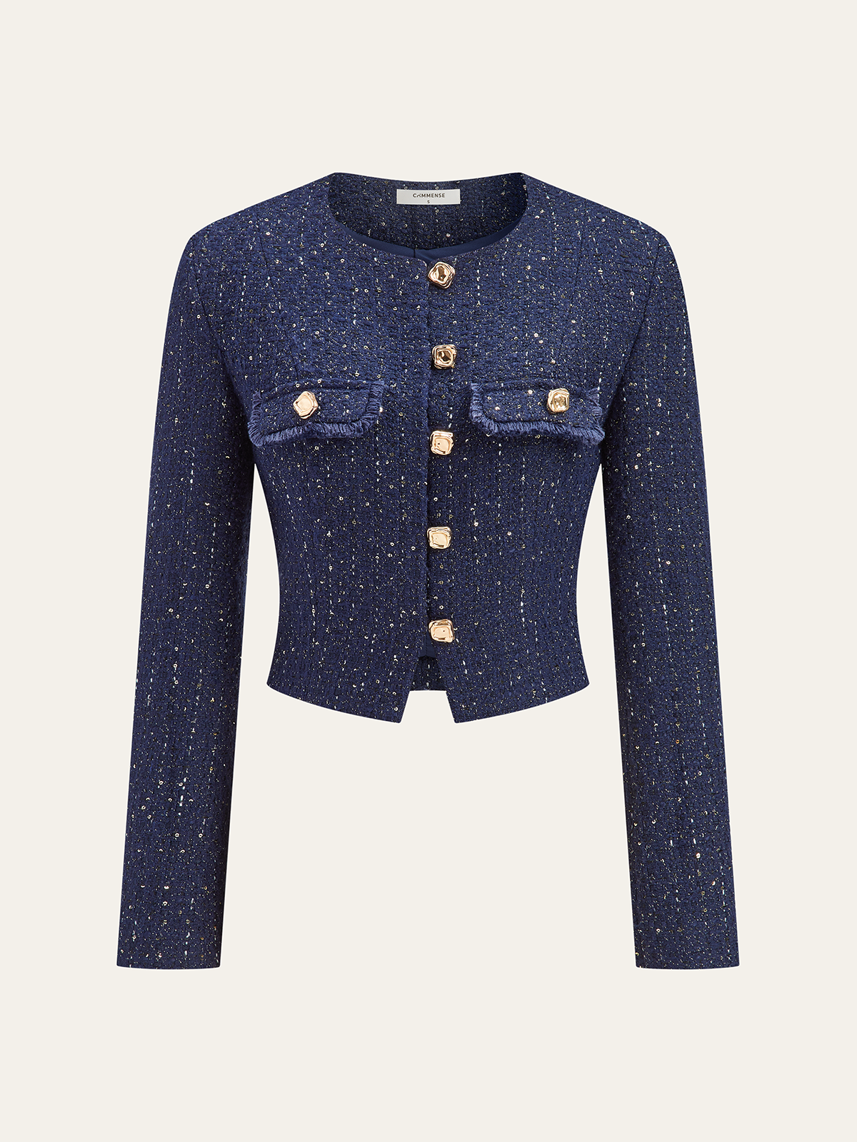 Tweed-Blazer mit Metallknöpfen und Pailletten