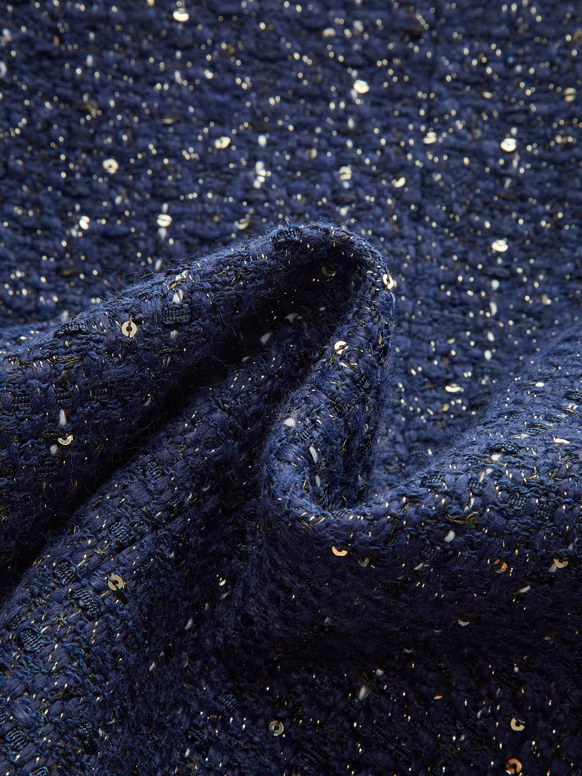 Metal Button Sequin Tweed Blazer