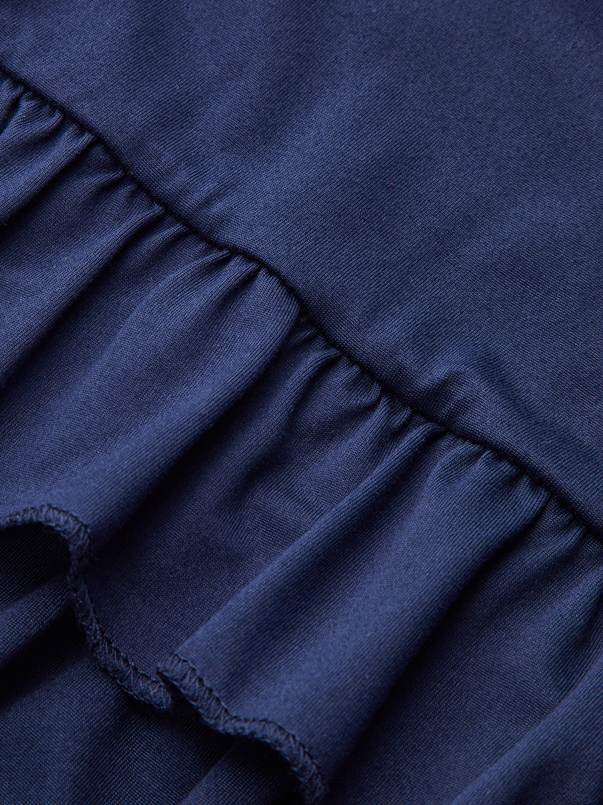 Robe à Manches Longues, Taille Froncée et Volants Superposés