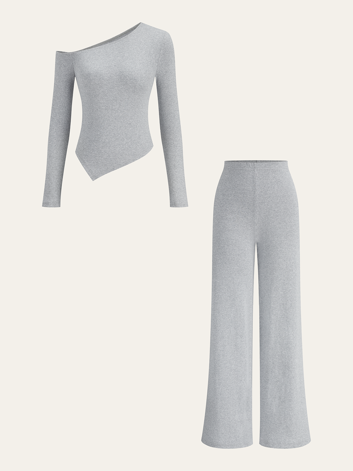 Ensemble haut asymétrique à manches longues et pantalon