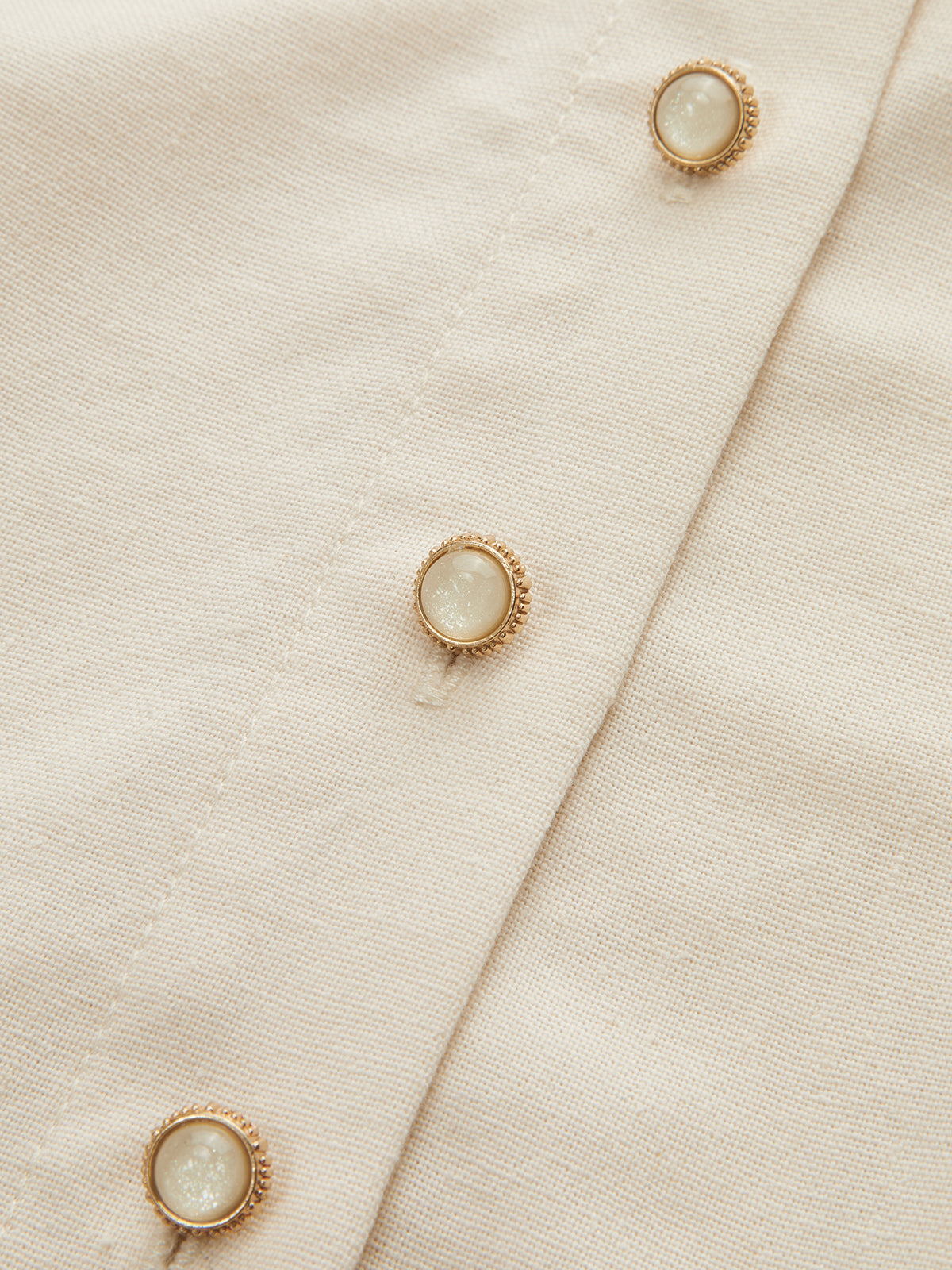 Stand Collar Button Lace Waist Dress