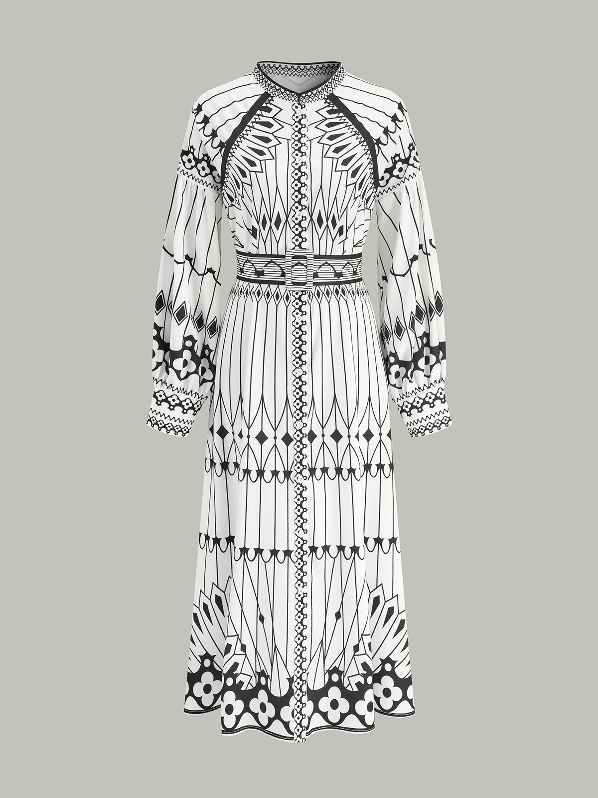 Boheme Stand Collar Split Dress