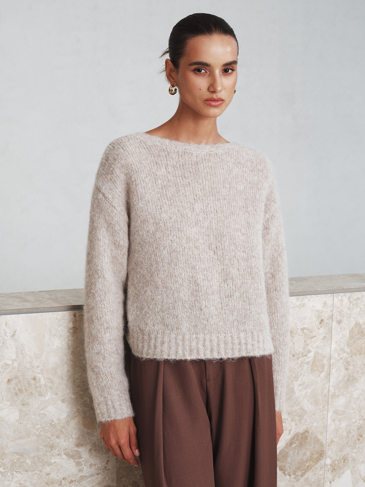 Pull en mélange de laine torsadé sans dos