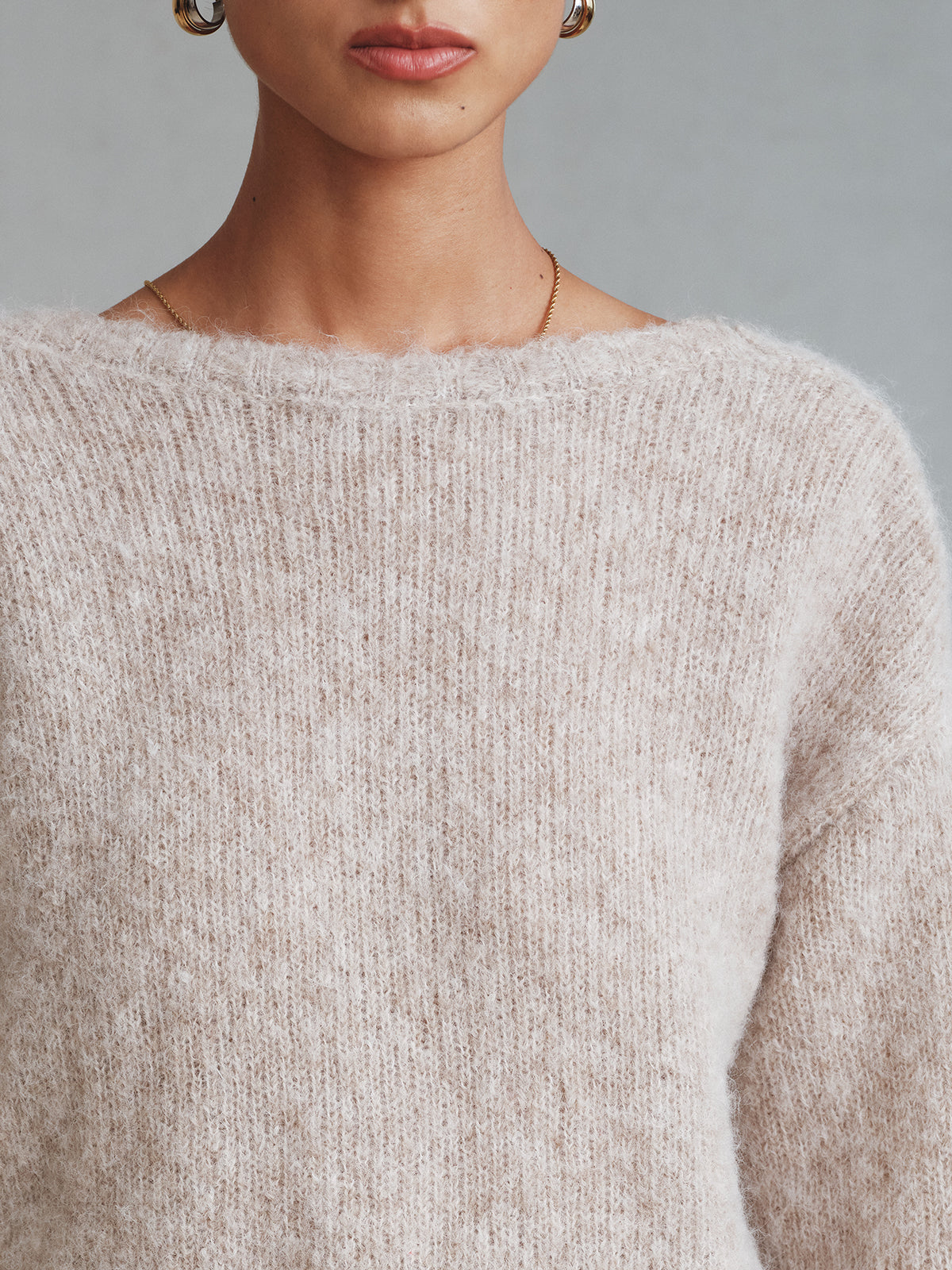Pull en mélange de laine torsadé sans dos
