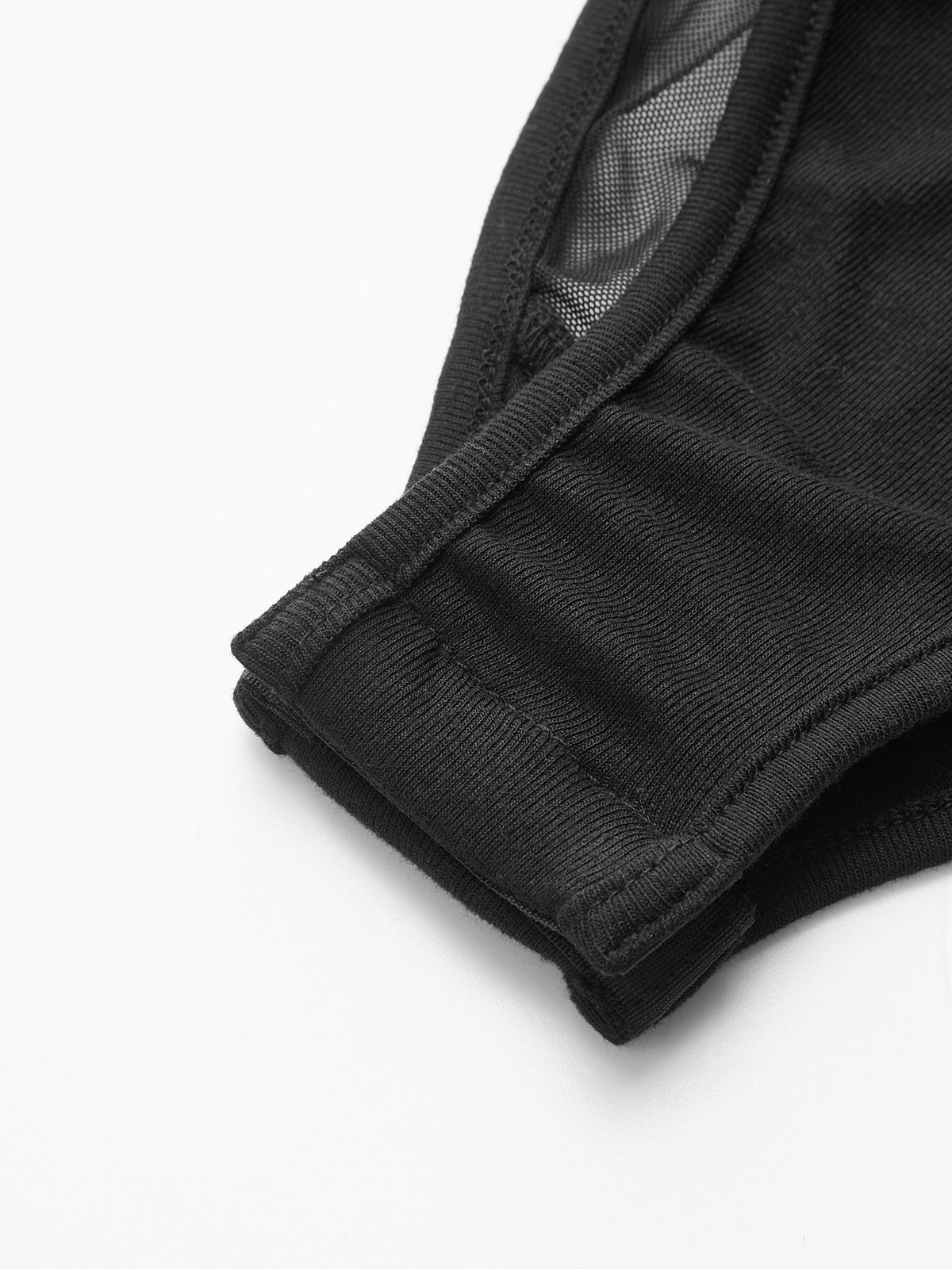 Sheer Mesh Panel Long Sleeve Bodysuit