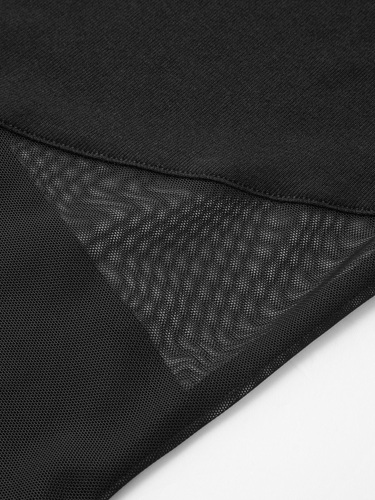 Sheer Mesh Panel Long Sleeve Bodysuit