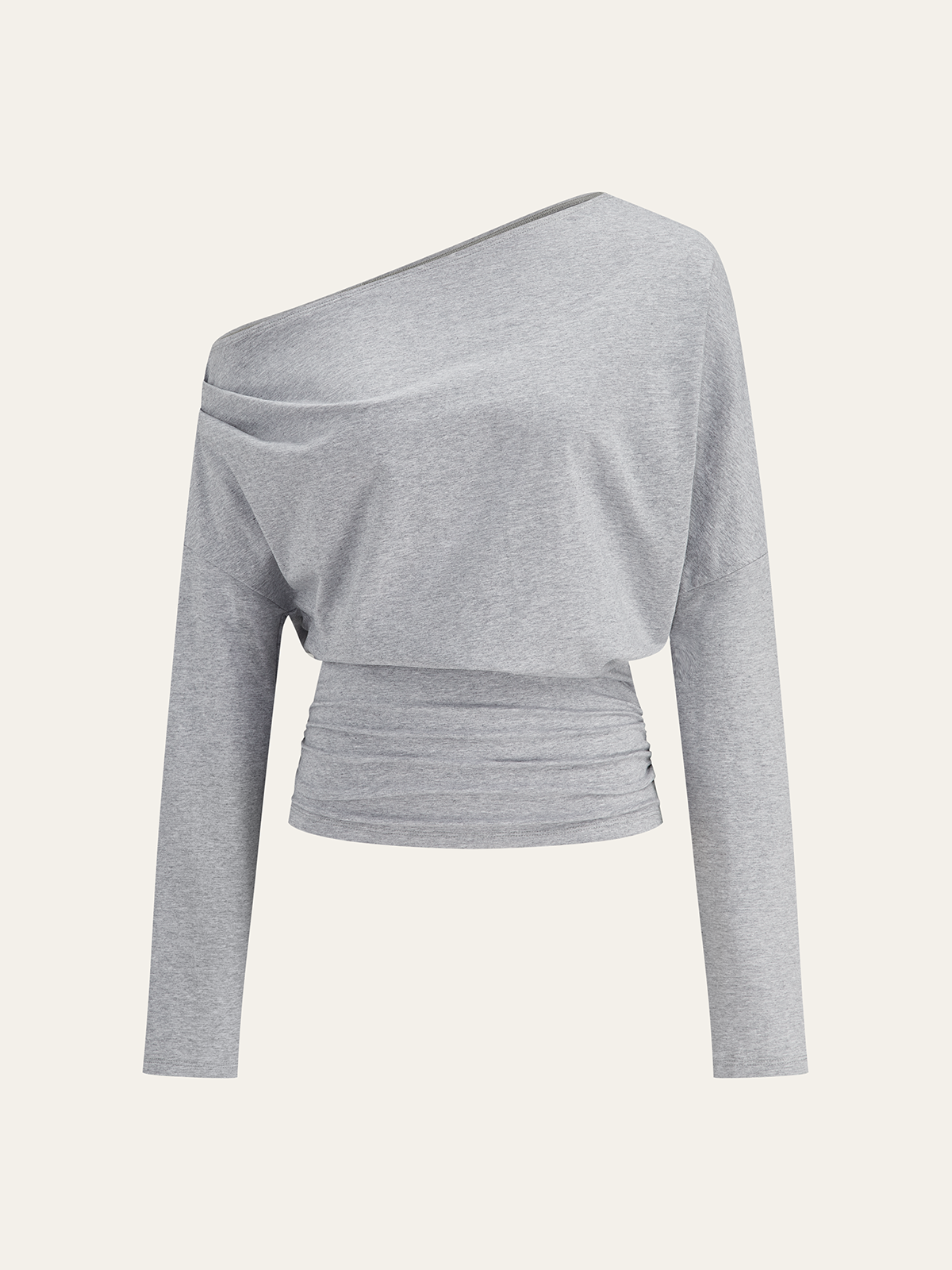 One-Shoulder Draped Ruched Sweatshirt