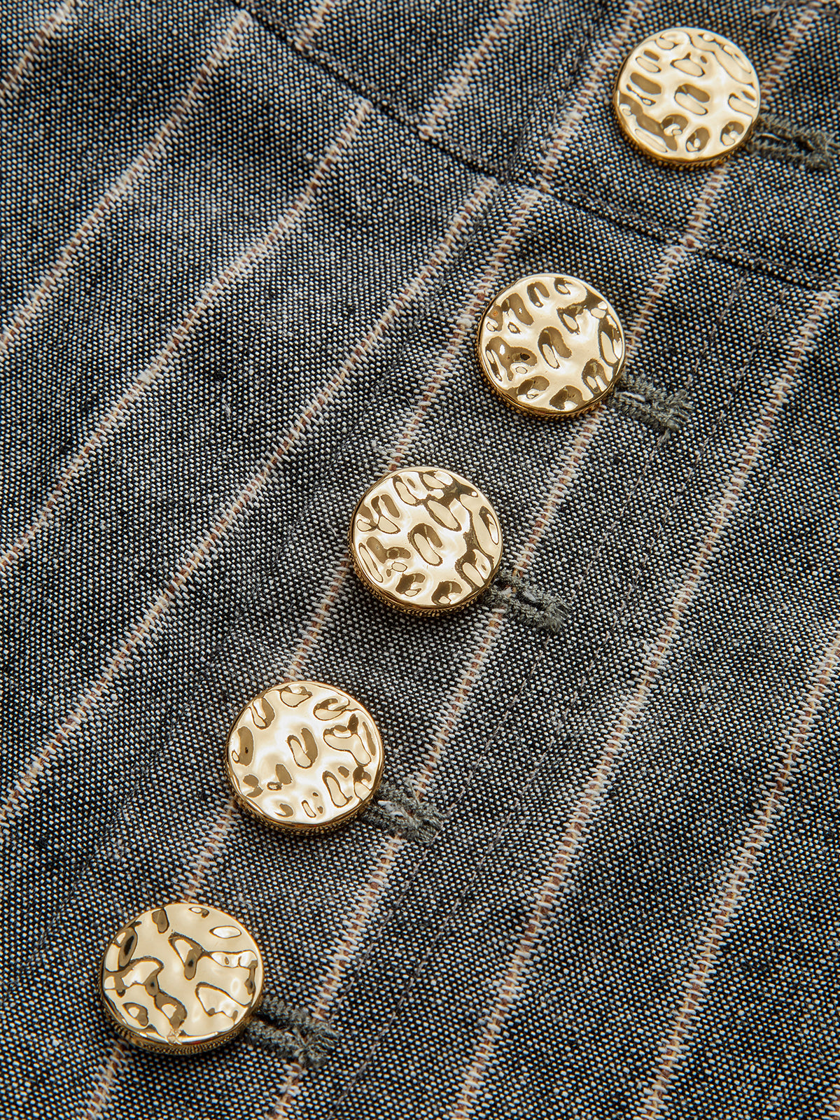 Pantalon taille haute à fines rayures en lin et coton