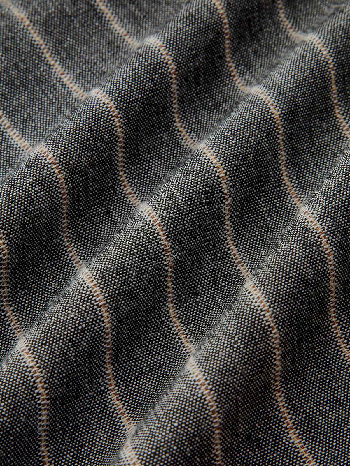 Pantalon taille haute à fines rayures en lin et coton