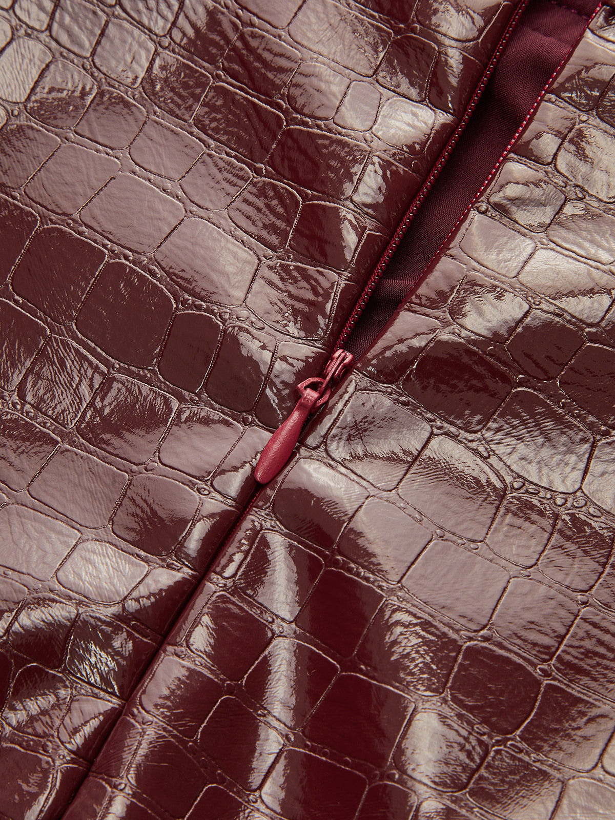 Belted Croc Embossed PU Leather Mini Skirt