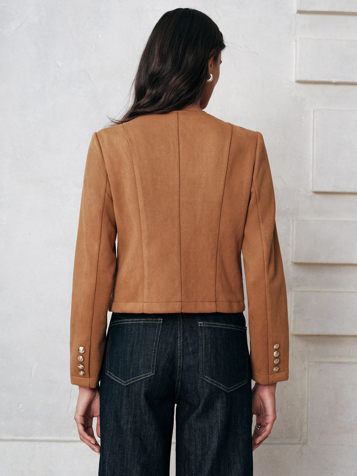 Jacke mit Wildleder-Effekt und Metallknöpfen