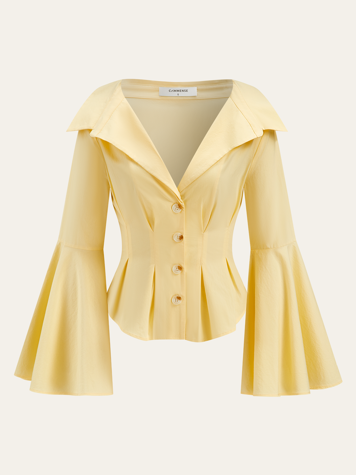 Chemise péplum à col revers et manches cloche