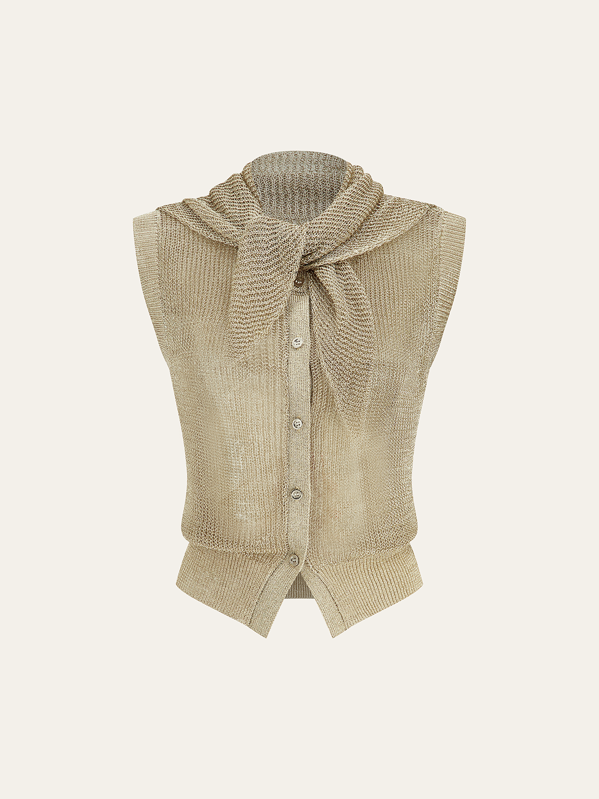 Gilet sans manches tricoté avec écharpe