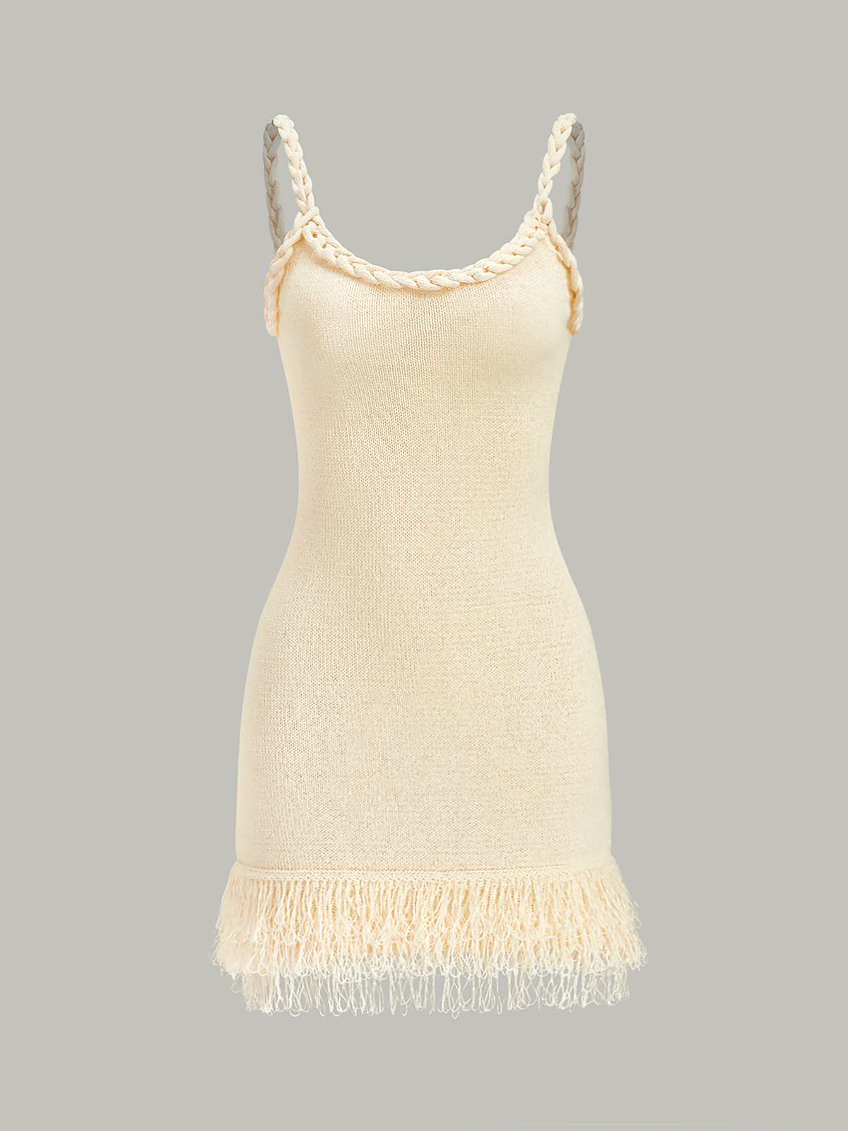 Robe pull à ourlet effiloché et bride en corde tressée