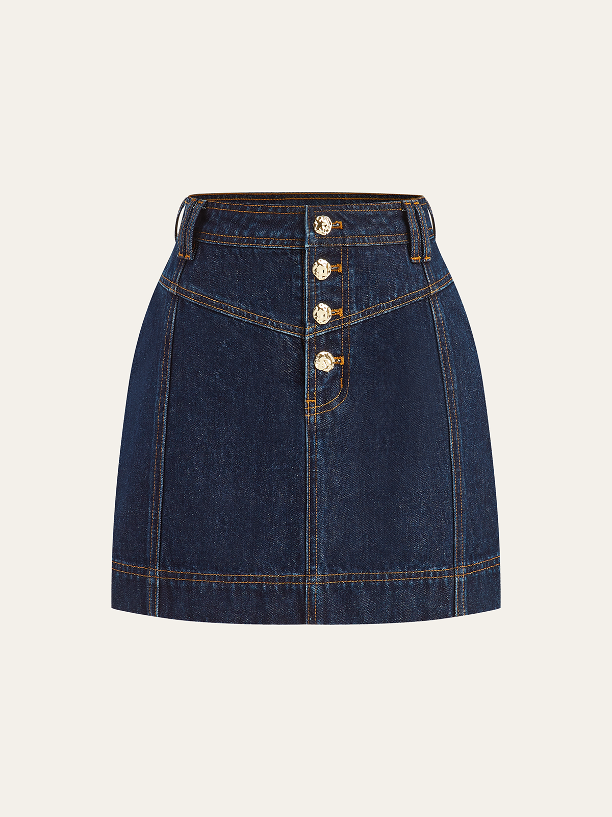 Mini-jupe en jean à boutons métalliques