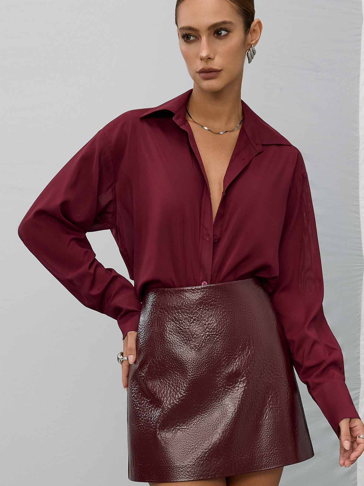 Textured Faux Leather Mini Skirt