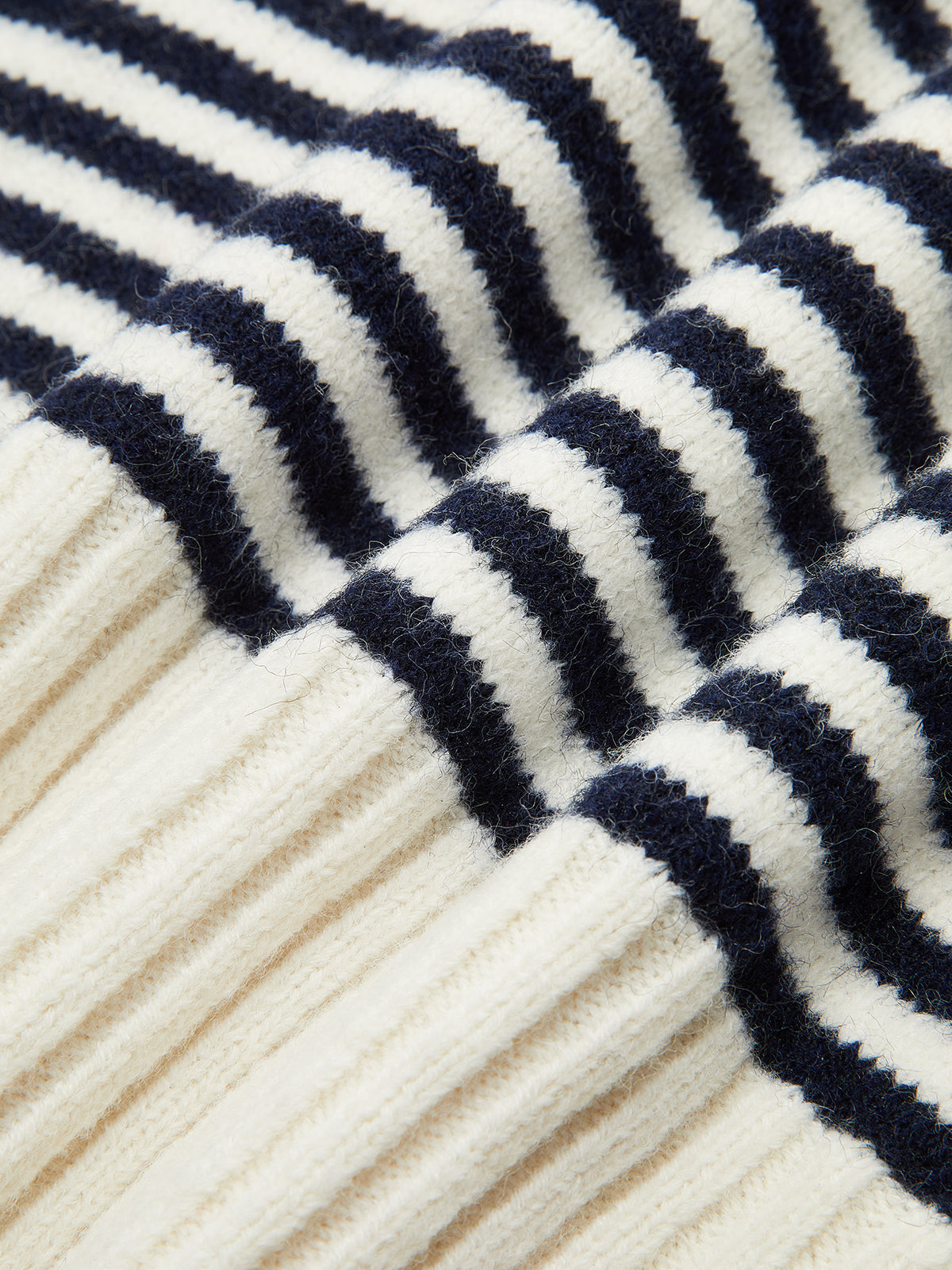 Striped V-Neck Buttoned Wool Blend Sweater