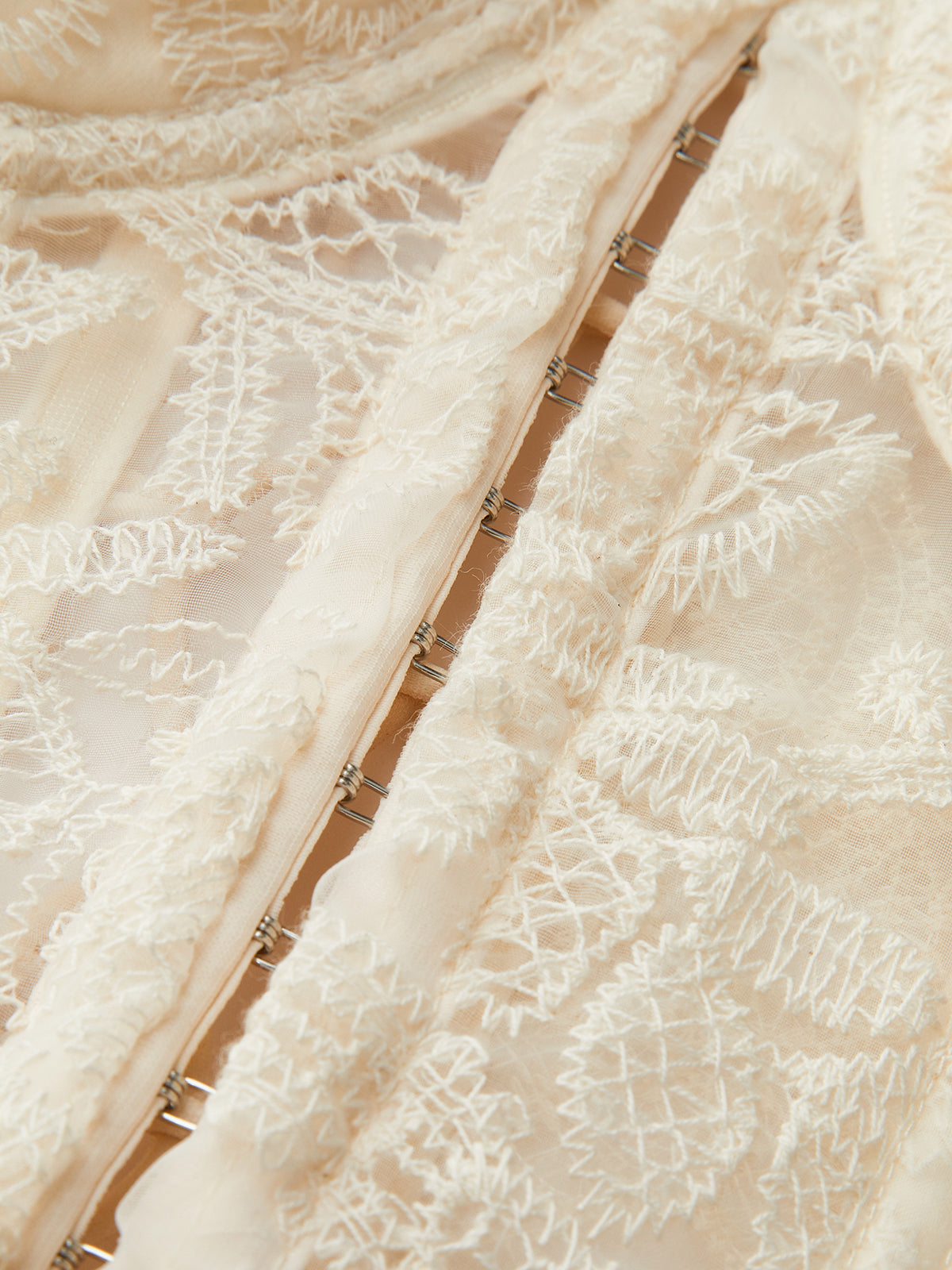 Haut Corset Brodé en Dentelle sans Bretelles Translucide