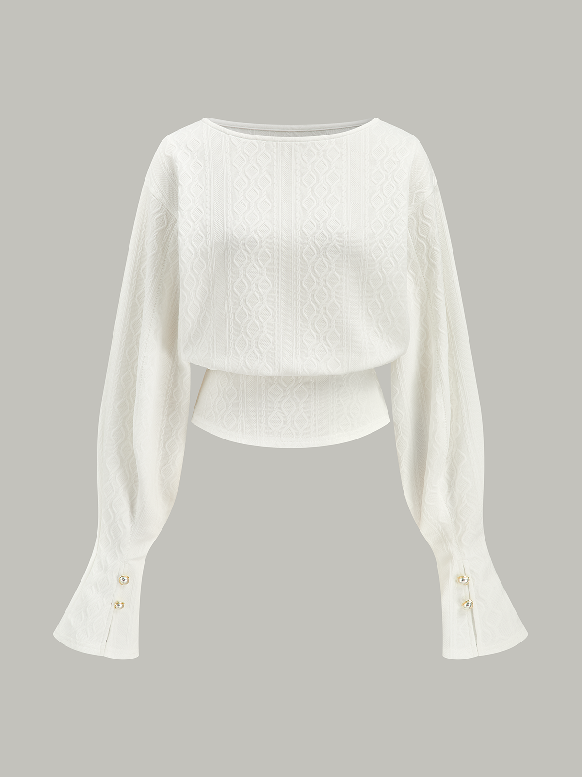 Textured Jacquard Mutton Sleeve Sweatshirt