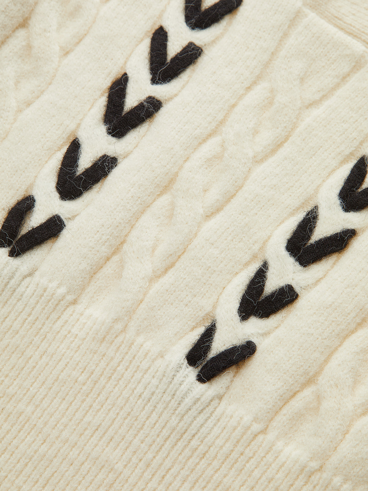 Contrast Stitched Cable Knit Polo Sweater