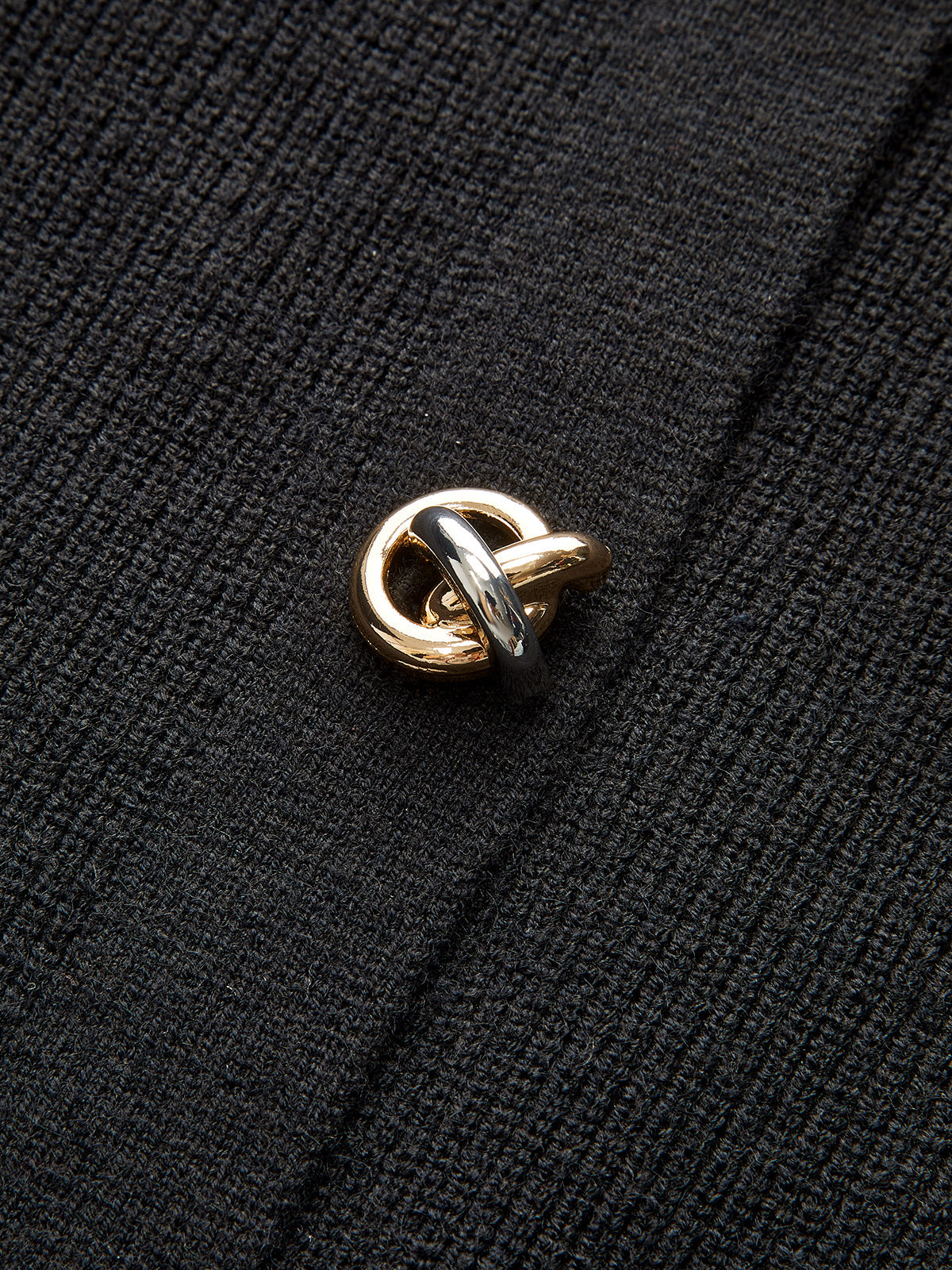 Wool Blend Denim Collar Puff Sleeve Cardigan