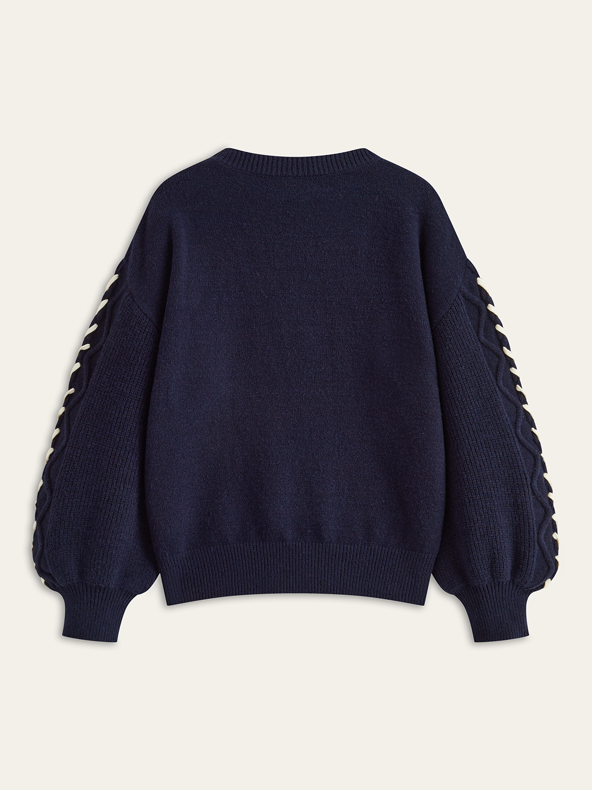 Contrast Stitched Cable Knit Top