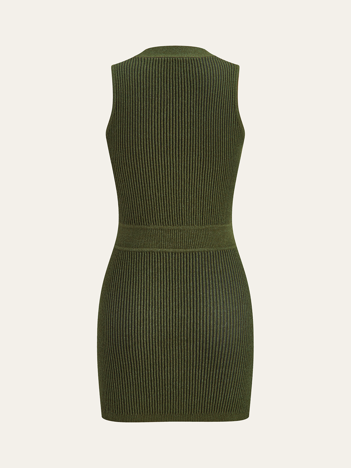 Ärmelloses texturiertes, geknöpftes figurbetontes Strickkleid