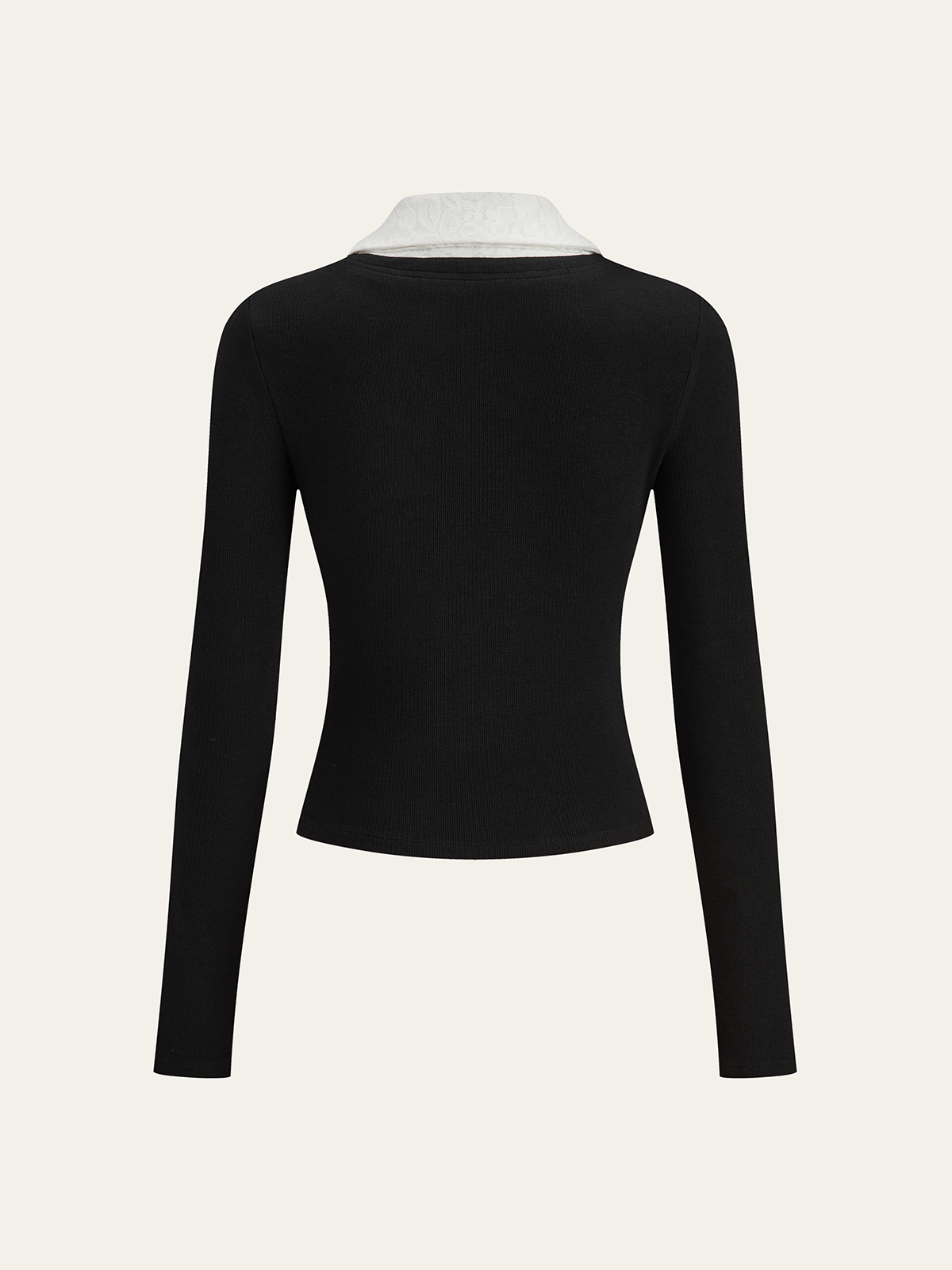 Lace Trim Collar Cotton Blend T-Shirt