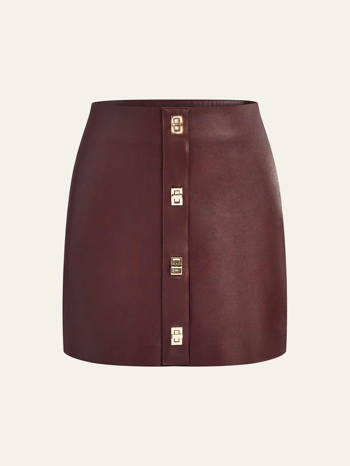 Minirock aus PU-Leder mit Metalldetails