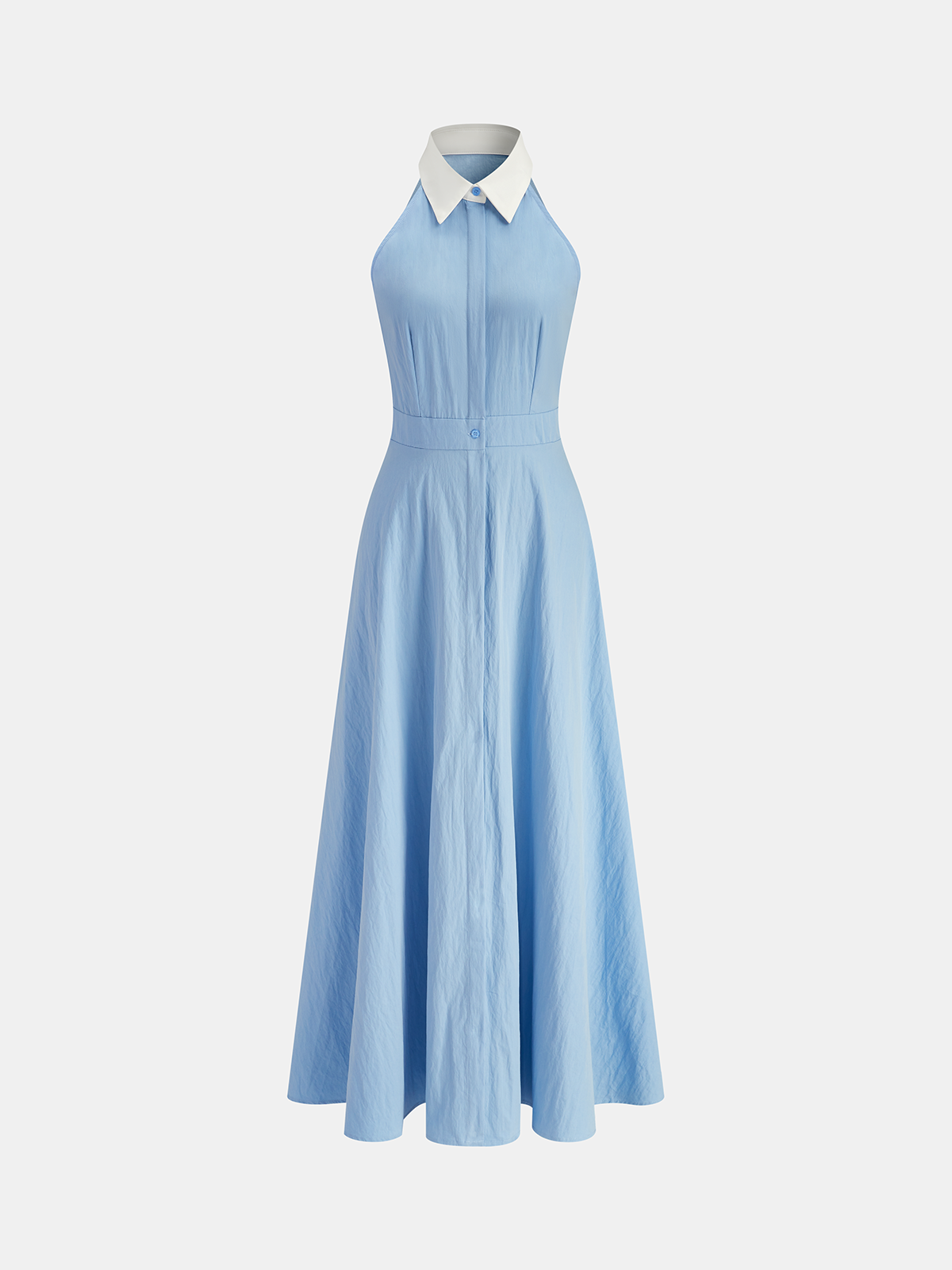 Ärmelloses Hemdkragenkleid mit Knopfleiste