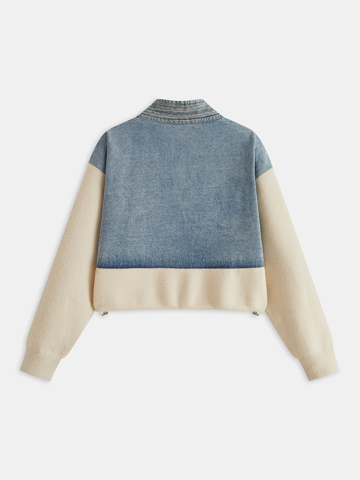 V-Neck Paneled Denim Cardigan