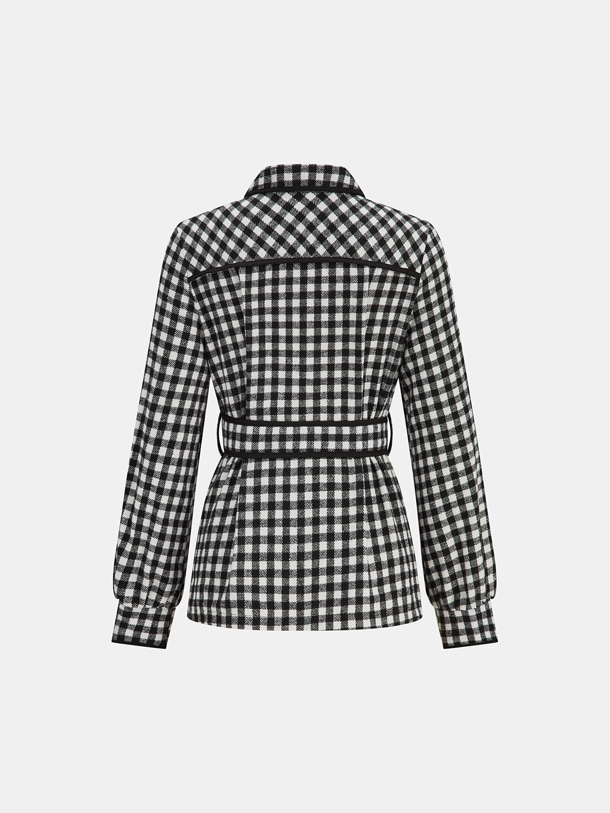 Belted Checkered Collared Jacket