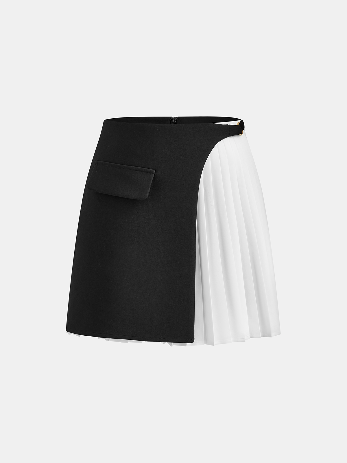 Minirock mit Color-Blocking, Falten und Dekotaschen