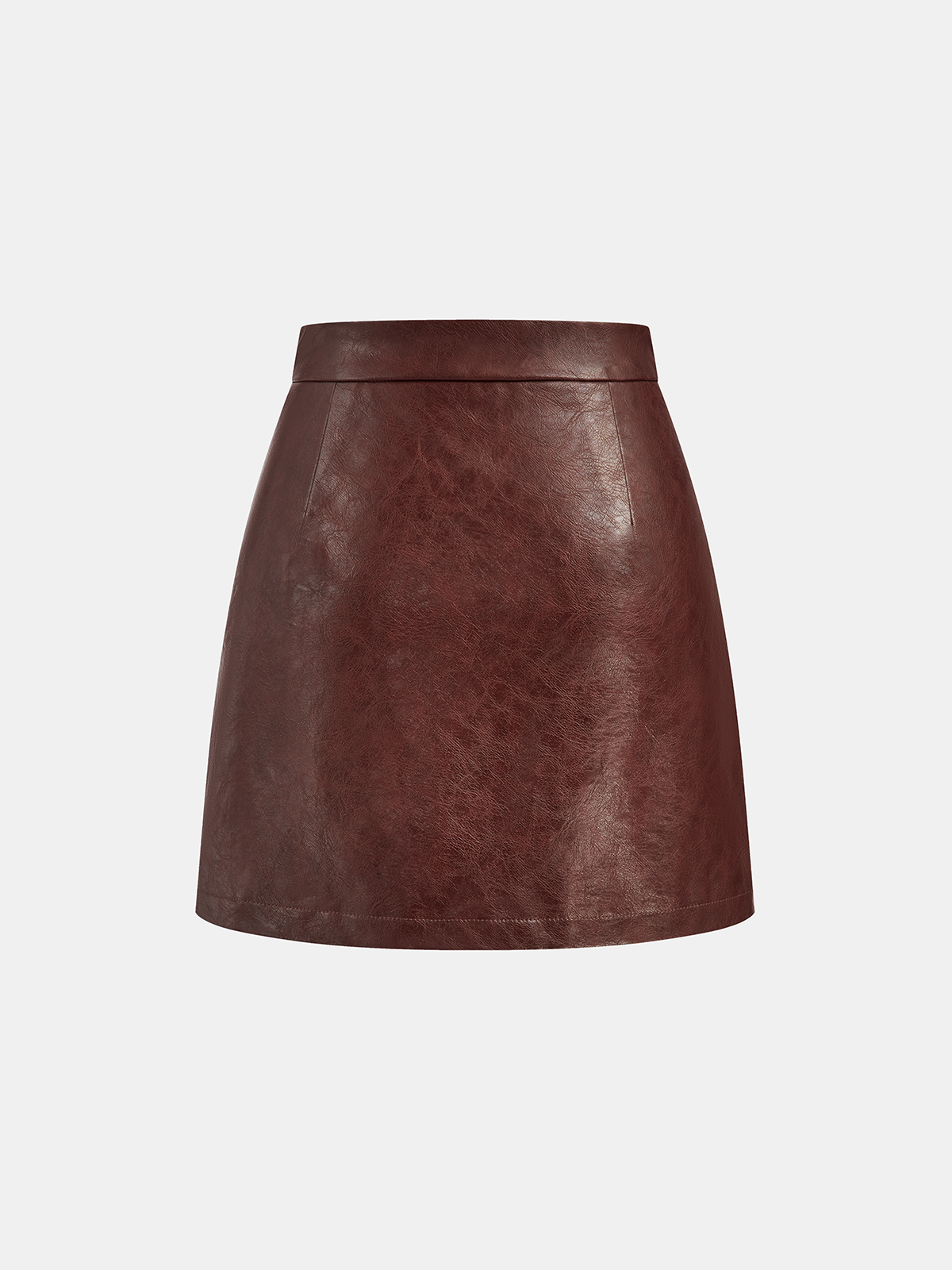 Asymmetrischer Minirock aus PU-Leder mit Metalldetail