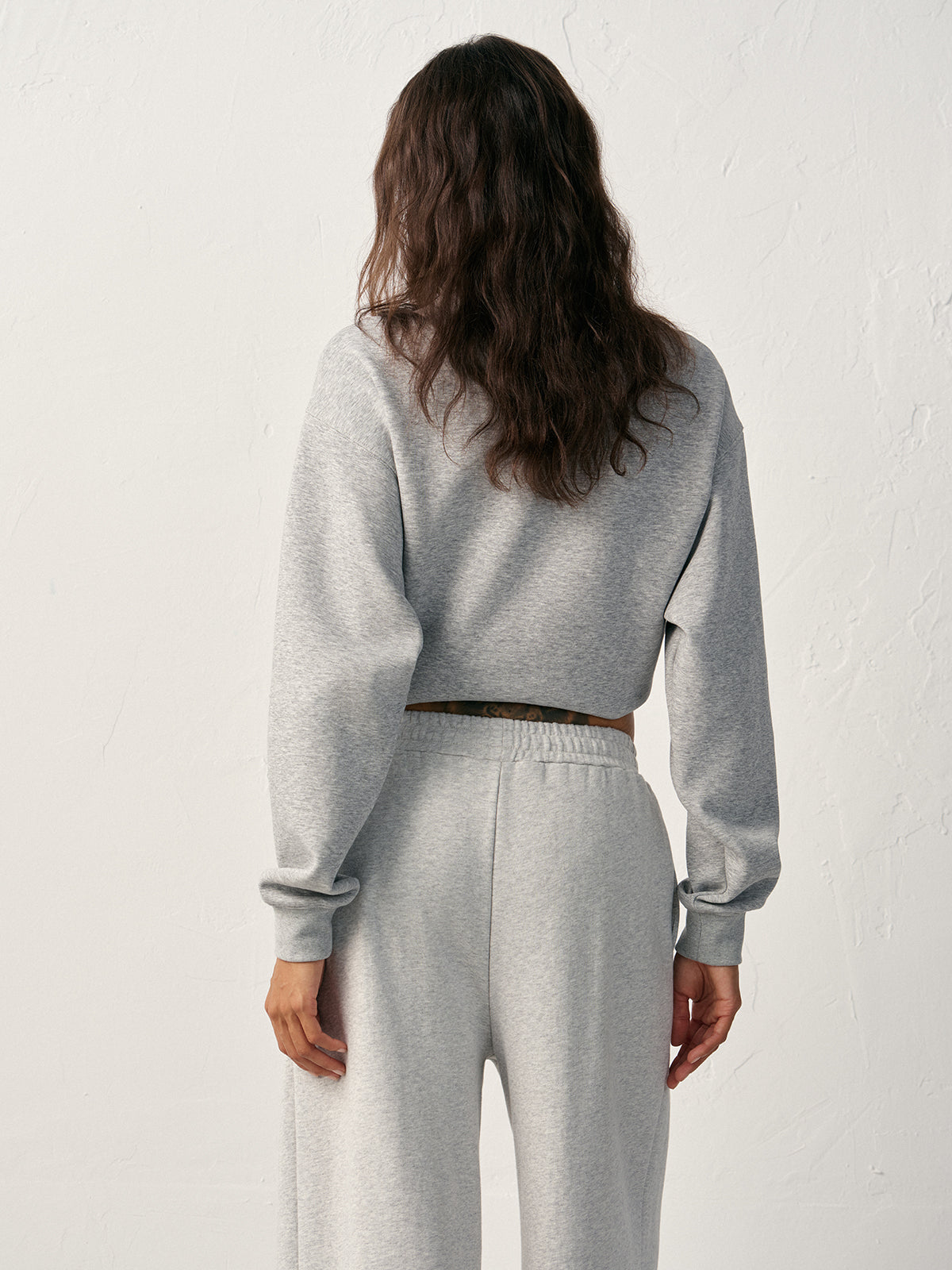 Sweat-shirt col rond en mélange de coton