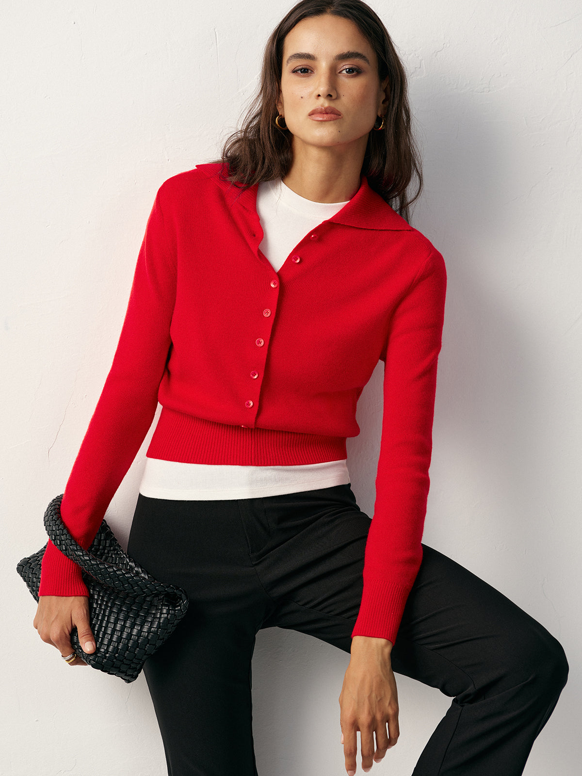 Knit Button Front Collared Top