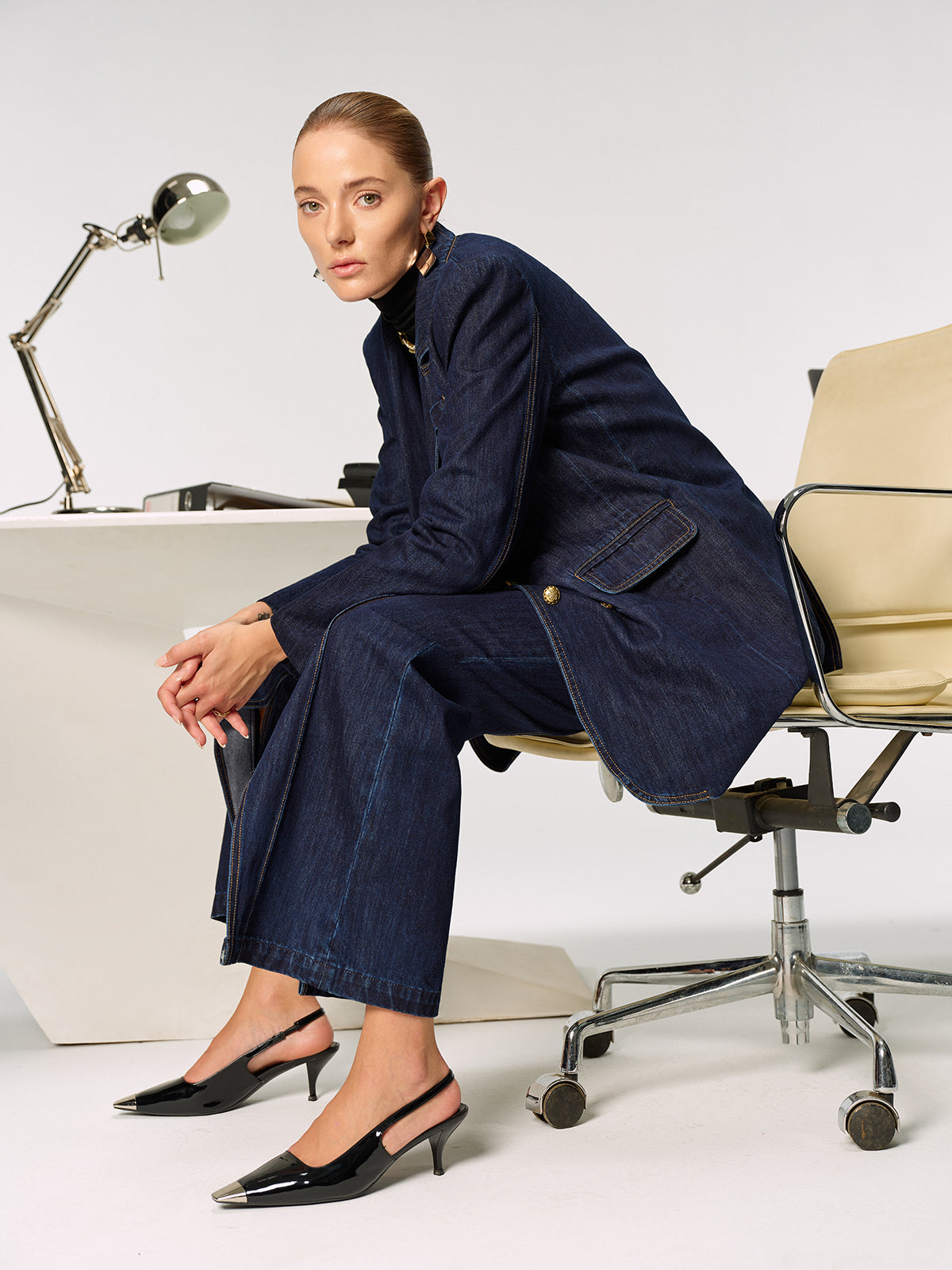 Denim Double Breasted Blazer