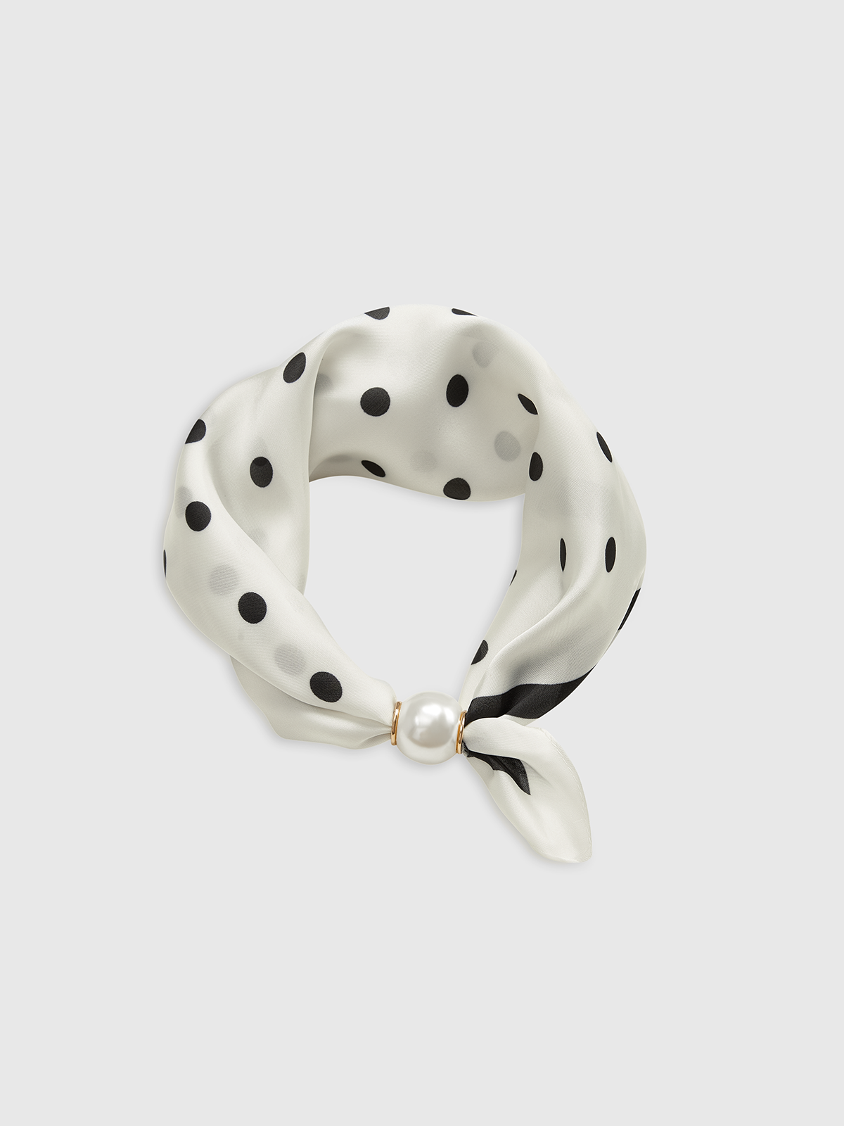 Foulard à pois avec fermoir magnétique orné d'une perle