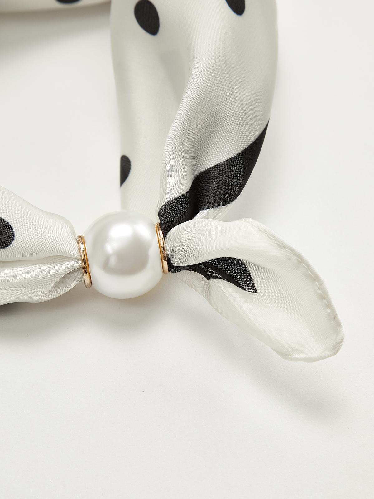 Polka Dot Neck Scarf with Pearl Magnetic Closure